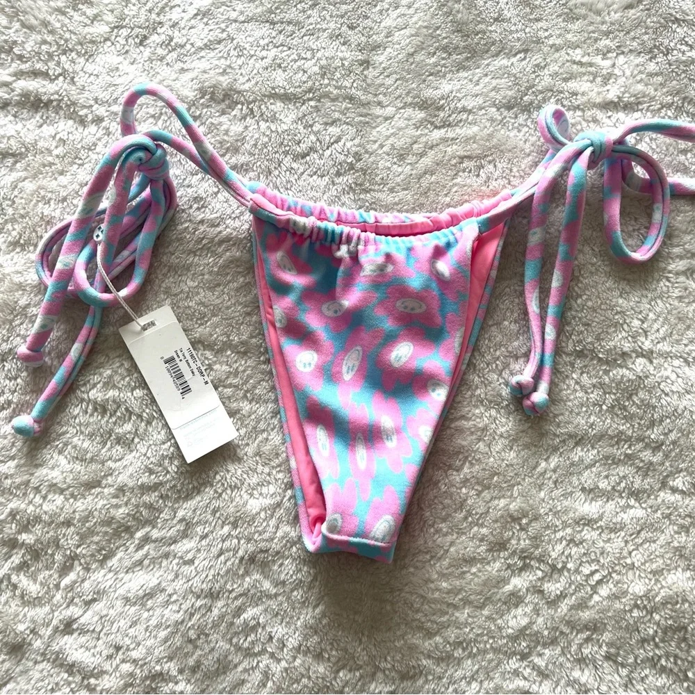 Frankie’s Bikinis Bash Terry Halter Top Tia Terry String Bottom Daisy Dream